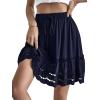 imageLYANER Womens Elastic Waist Self Tie Pullover Scallop Hem Pleated Casual Mini SkirtNavy Blue