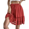 imageLYANER Womens Elastic Waist Self Tie Pullover Scallop Hem Pleated Casual Mini SkirtRed