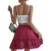 imageLYANER Womens Elastic Waist Self Tie Pullover Scallop Hem Pleated Casual Mini SkirtRose Red