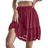 imageLYANER Womens Elastic Waist Self Tie Pullover Scallop Hem Pleated Casual Mini SkirtRose Red