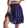 imageLYANER Womens Elastic Waist Self Tie Pullover Scallop Hem Pleated Casual Mini SkirtRoyal Blue