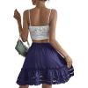 imageLYANER Womens Elastic Waist Self Tie Pullover Scallop Hem Pleated Casual Mini SkirtRoyal Blue