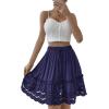 imageLYANER Womens Elastic Waist Self Tie Pullover Scallop Hem Pleated Casual Mini SkirtRoyal Blue