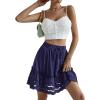 imageLYANER Womens Elastic Waist Self Tie Pullover Scallop Hem Pleated Casual Mini SkirtRoyal Blue
