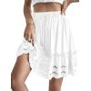 imageLYANER Womens Elastic Waist Self Tie Pullover Scallop Hem Pleated Casual Mini SkirtWhite