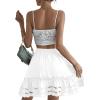 imageLYANER Womens Elastic Waist Self Tie Pullover Scallop Hem Pleated Casual Mini SkirtWhite