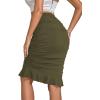 imageLYANER Womens Rib Knit Ruched Elastic Waist Ruffle Hem Mermaid Fishtail Bodycon Midi SkirtArmy Green