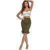 imageLYANER Womens Rib Knit Ruched Elastic Waist Ruffle Hem Mermaid Fishtail Bodycon Midi SkirtArmy Green