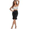imageLYANER Womens Rib Knit Ruched Elastic Waist Ruffle Hem Mermaid Fishtail Bodycon Midi SkirtBlack