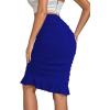imageLYANER Womens Rib Knit Ruched Elastic Waist Ruffle Hem Mermaid Fishtail Bodycon Midi SkirtRoyal Blue
