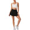 imageLYANER Womens Ruffle Double Layered High Waist A Line Mini Short Skirt with Shorts Cute SkortBlack