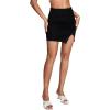 imageLYANER Womens Sexy Ruched Pleated Split Slit Hem High Waist Bodycon Mini Short SkirtBlack