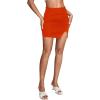 imageLYANER Womens Sexy Ruched Pleated Split Slit Hem High Waist Bodycon Mini Short SkirtOrange