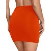 imageLYANER Womens Sexy Ruched Pleated Split Slit Hem High Waist Bodycon Mini Short SkirtOrange