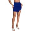 imageLYANER Womens Sexy Ruched Pleated Split Slit Hem High Waist Bodycon Mini Short SkirtRoyal Blue