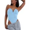 imageLYANER Womens Sexy Sweetheart Neck Sleeveless Tube Tops Strapless Bustier Corset Bodysuit TopAzure