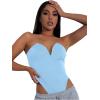 imageLYANER Womens Sexy Sweetheart Neck Sleeveless Tube Tops Strapless Bustier Corset Bodysuit TopAzure