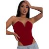 imageLYANER Womens Sexy Sweetheart Neck Sleeveless Tube Tops Strapless Bustier Corset Bodysuit TopPure Burgundy