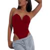 imageLYANER Womens Sexy Sweetheart Neck Sleeveless Tube Tops Strapless Bustier Corset Bodysuit TopPure Burgundy