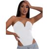 imageLYANER Womens Sexy Sweetheart Neck Sleeveless Tube Tops Strapless Bustier Corset Bodysuit TopPure White