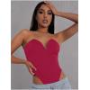 imageLYANER Womens Sexy Sweetheart Neck Sleeveless Tube Tops Strapless Bustier Corset Bodysuit TopRose