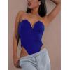 imageLYANER Womens Sexy Sweetheart Neck Sleeveless Tube Tops Strapless Bustier Corset Bodysuit TopRoyal Blue