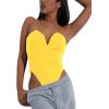 imageLYANER Womens Sexy Sweetheart Neck Sleeveless Tube Tops Strapless Bustier Corset Bodysuit TopYellow