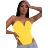 imageLYANER Womens Sexy Sweetheart Neck Sleeveless Tube Tops Strapless Bustier Corset Bodysuit TopYellow