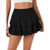 imageLYANER Womens Ruffle Double Layered High Waist A Line Mini Short Skirt with Shorts Cute SkortBlack