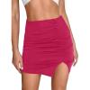 imageLYANER Womens Sexy Ruched Pleated Split Slit Hem High Waist Bodycon Mini Short SkirtRose