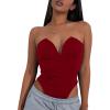 imageLYANER Womens Sexy Sweetheart Neck Sleeveless Tube Tops Strapless Bustier Corset Bodysuit TopPure Burgundy