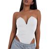 imageLYANER Womens Sexy Sweetheart Neck Sleeveless Tube Tops Strapless Bustier Corset Bodysuit TopPure White