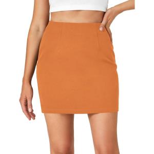 imageLYANER Womens High Waist Slim Fit Zipper Basic Short Bodycon Pencil Mini SkirtPumpkin Orange