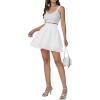 imageLYANER Womens Cute High Waist Layered Ruffle Hem Aline Skater Chiffon Short Mini SkirtWhite