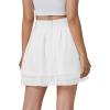 imageLYANER Womens Cute High Waist Layered Ruffle Hem Aline Skater Chiffon Short Mini SkirtWhite