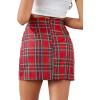 imageLYANER Womens Cute Split Front Plaid High Waist Zip Up Mini Bodycon SkirtRed