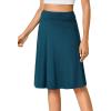 imageLYANER Womens Knee Length Skirt Lightweight Ruched High Waist Skirts Casual Flared SkirtBlue