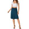 imageLYANER Womens Knee Length Skirt Lightweight Ruched High Waist Skirts Casual Flared SkirtBlue