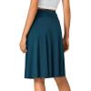 imageLYANER Womens Knee Length Skirt Lightweight Ruched High Waist Skirts Casual Flared SkirtBlue