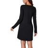 imageLYANER Womens Knit Crew Neck Long Sleeve Button Down Short Nightdress Sleepwear LoungewearBlack