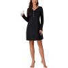 imageLYANER Womens Knit Crew Neck Long Sleeve Button Down Short Nightdress Sleepwear LoungewearBlack