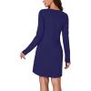 imageLYANER Womens Knit Crew Neck Long Sleeve Button Down Short Nightdress Sleepwear LoungewearNavy Blue