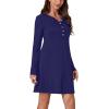 imageLYANER Womens Knit Crew Neck Long Sleeve Button Down Short Nightdress Sleepwear LoungewearNavy Blue