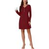 imageLYANER Womens Knit Crew Neck Long Sleeve Button Down Short Nightdress Sleepwear LoungewearWine Red