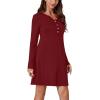 imageLYANER Womens Knit Crew Neck Long Sleeve Button Down Short Nightdress Sleepwear LoungewearWine Red