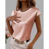 imageLYANER Womens Satin Polka Dots Cap Sleeve Crewneck Elegant Office Blouse TopsPink