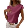 imageLYANER Womens Satin Polka Dots Cap Sleeve Crewneck Elegant Office Blouse TopsPurplish Red