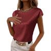 imageLYANER Womens Satin Polka Dots Cap Sleeve Crewneck Elegant Office Blouse TopsWine Red