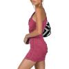 imageLYANER Womens Sexy One Shoulder Ruched Sleeveless Bodycon Mini Short DressBrick Red
