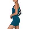 imageLYANER Womens Sexy One Shoulder Ruched Sleeveless Bodycon Mini Short DressDark Teal